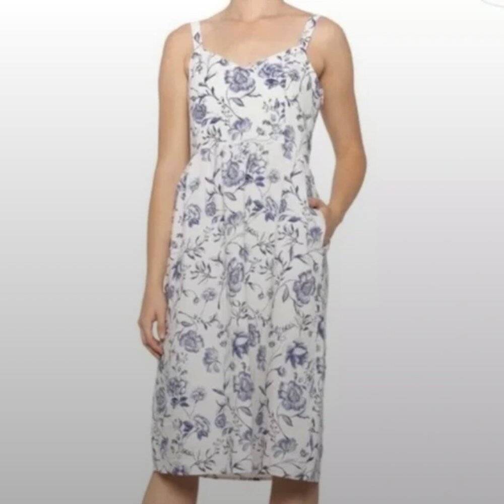 Cynthia Rowley Linen Blue and White Floral Dress - Size 6